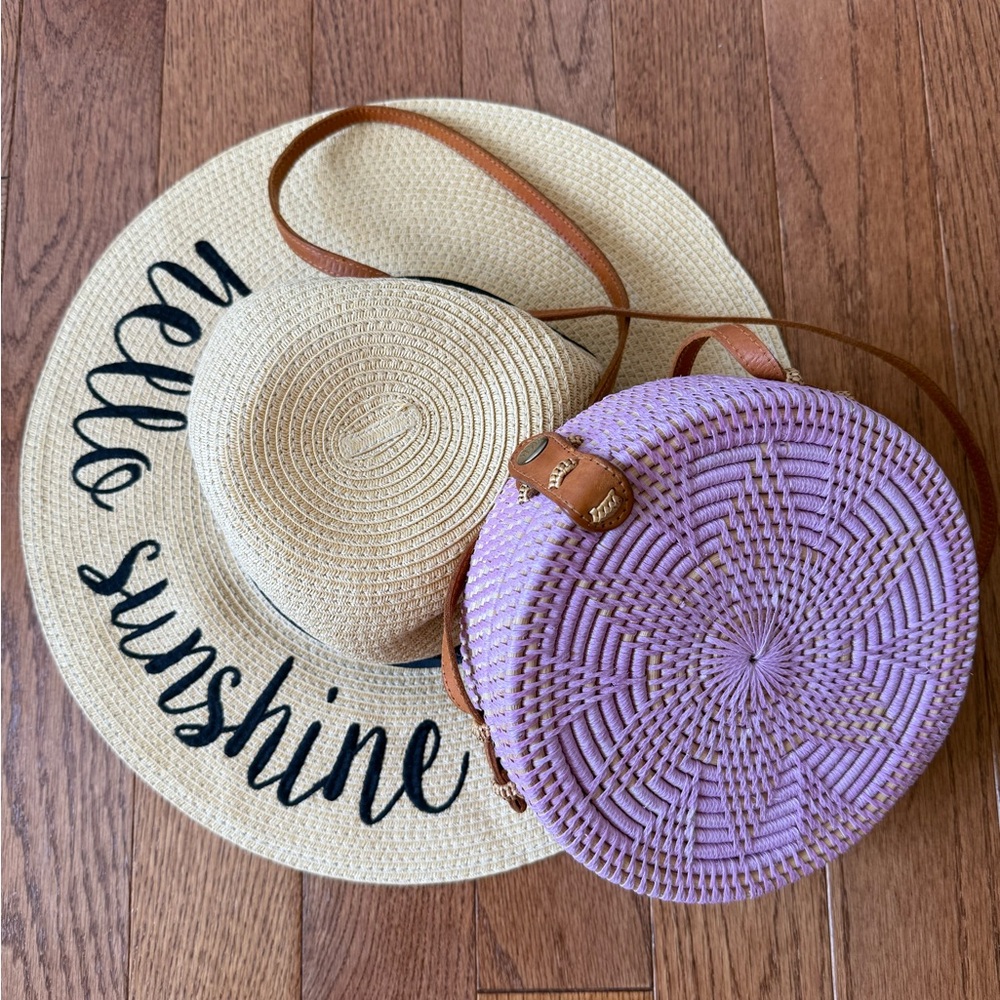 Francesca's Hand-Woven Rattan Crossbody Bag